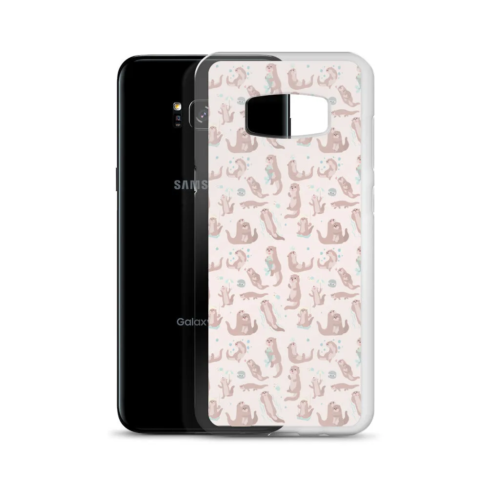 Sea Otter Samsung Galaxy S10 S9 Plus S8 S7 Lite Phone Cover Case, Cute River Ocean Marine Animals Pink Pastel Gift