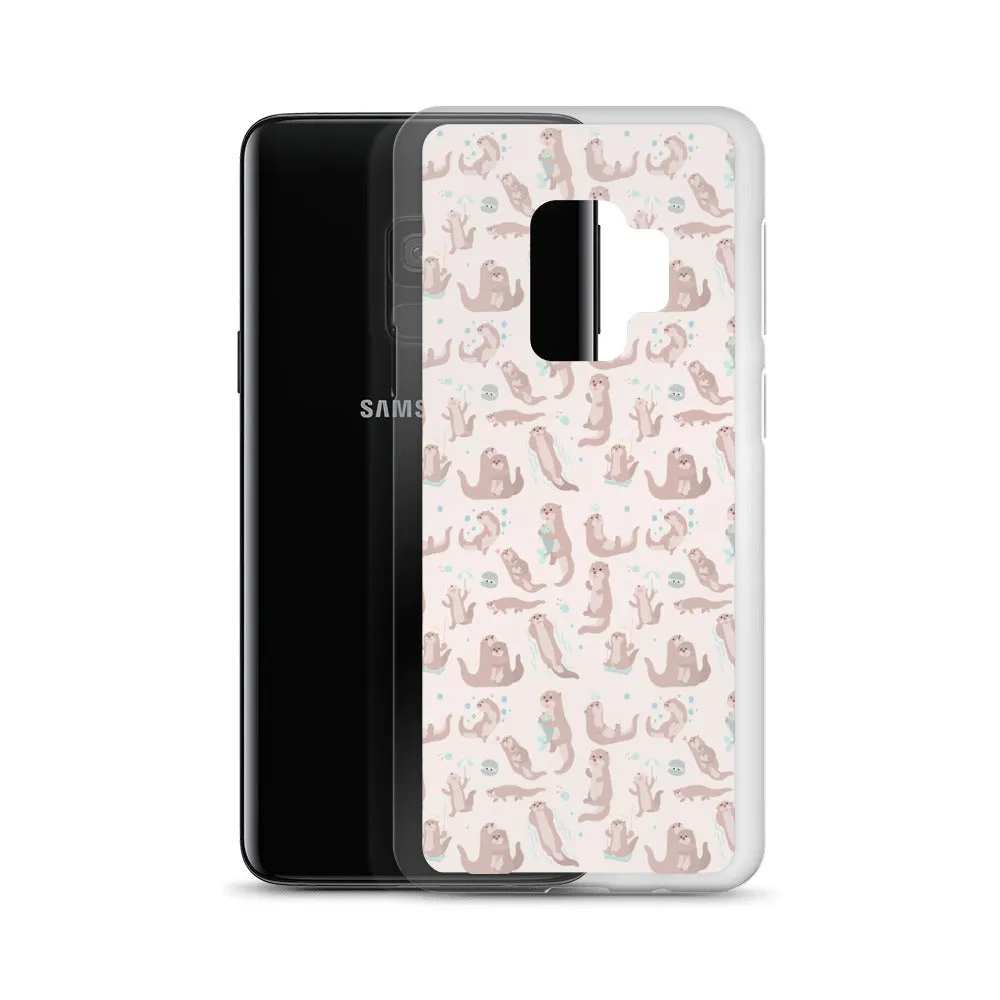 Sea Otter Samsung Galaxy S10 S9 Plus S8 S7 Lite Phone Cover Case, Cute River Ocean Marine Animals Pink Pastel Gift