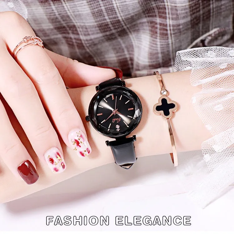 Shining Leather Strap Women's Watch