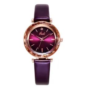 Shining Leather Strap Women's Watch