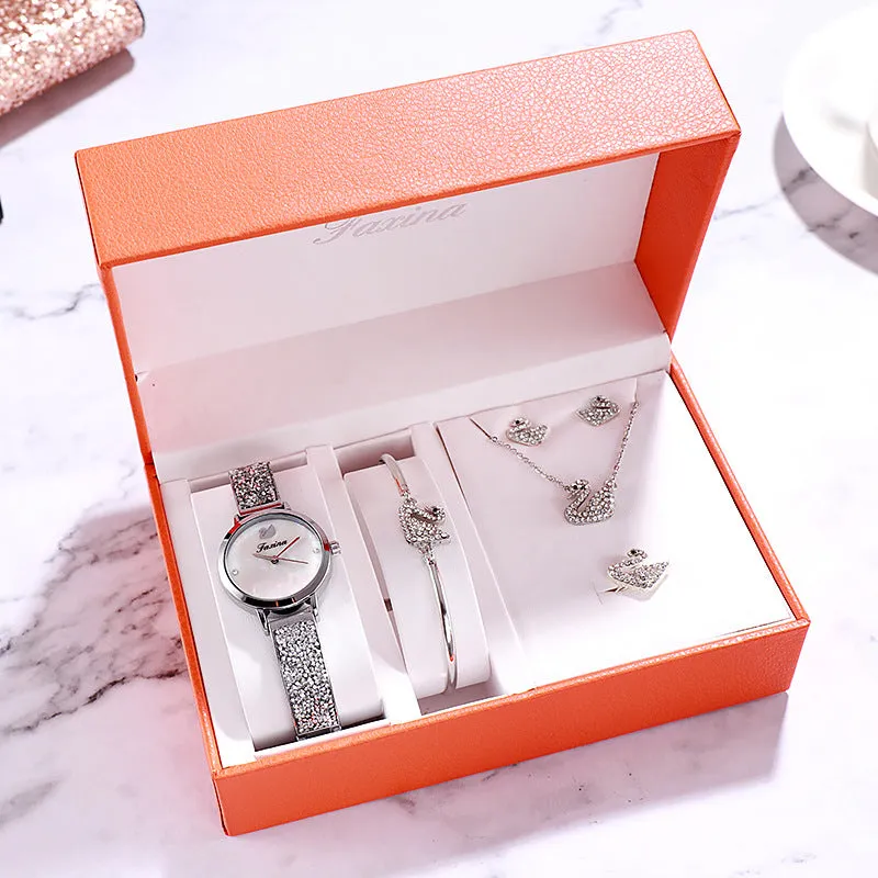 Shining Strap 5 Pcs Set Women's Watch