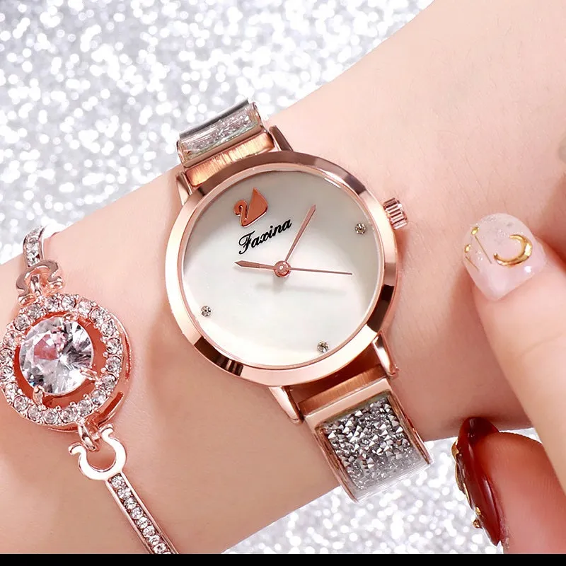 Shining Strap 5 Pcs Set Women's Watch