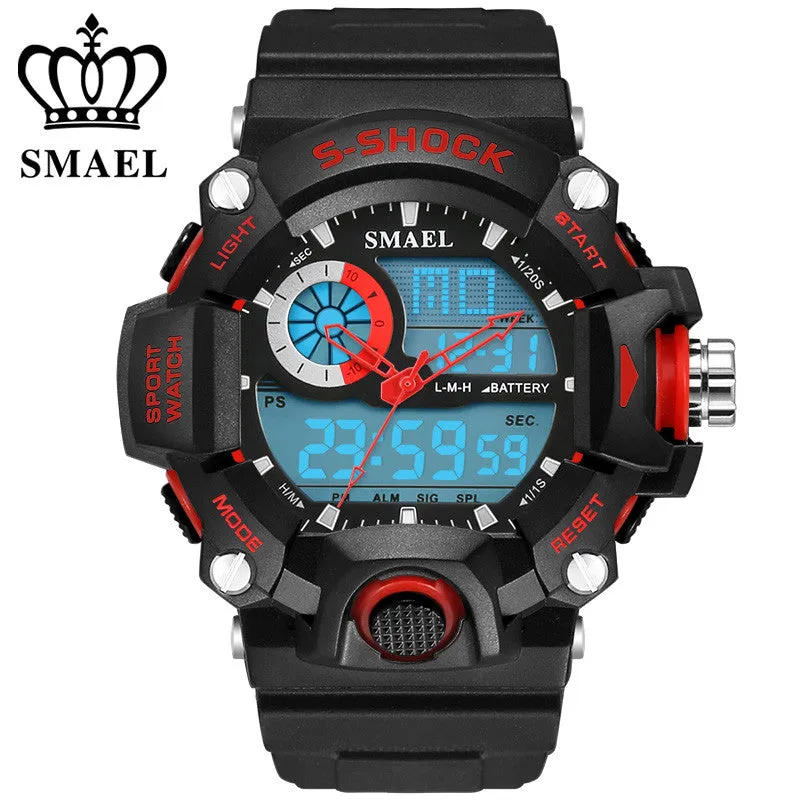 SMAEL Analog LED Digit Sport Watches Men 50M Waterproof S Shock Dual Time Casual Watches Military relogio masculino Gift