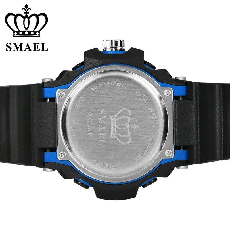 SMAEL Analog LED Digit Sport Watches Men 50M Waterproof S Shock Dual Time Casual Watches Military relogio masculino Gift