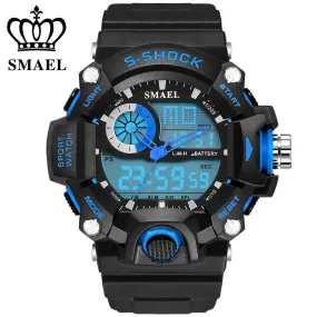 SMAEL Analog LED Digit Sport Watches Men 50M Waterproof S Shock Dual Time Casual Watches Military relogio masculino Gift