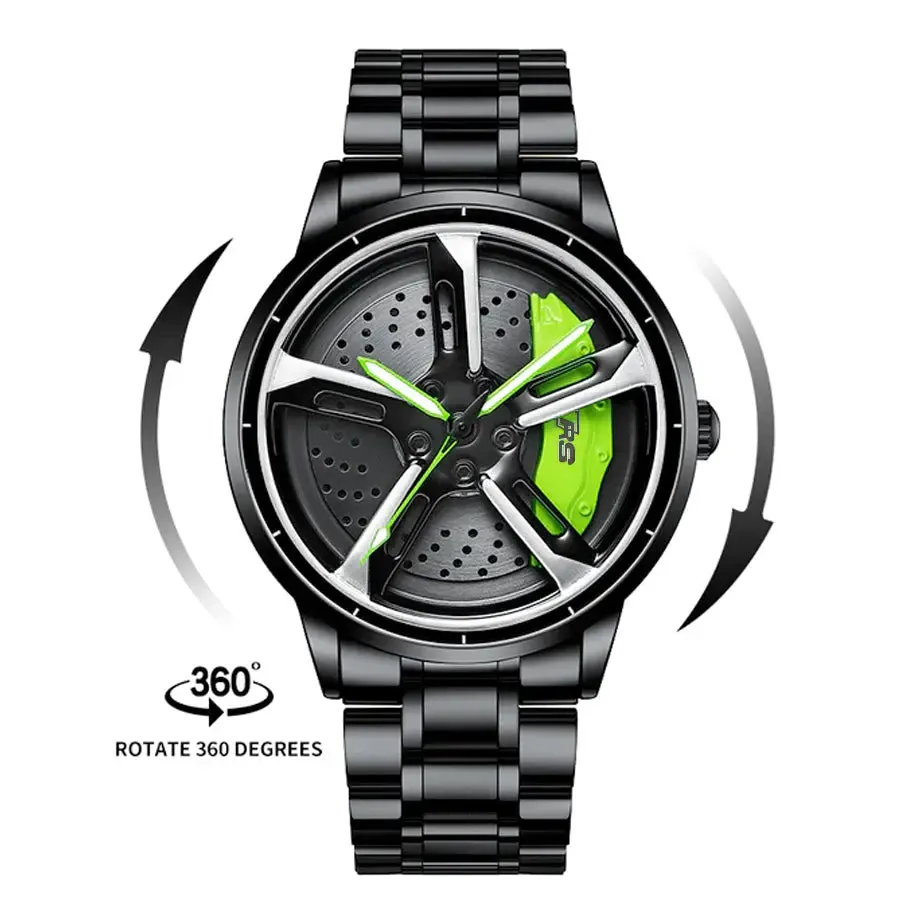 Sports Car Rim Wheel Watch - Audi RS7 Spinning Face