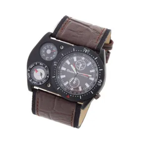 Sports Watch OULM quartz watch Multiple Thermometer Compass cycling leather strap wristwatches military watches