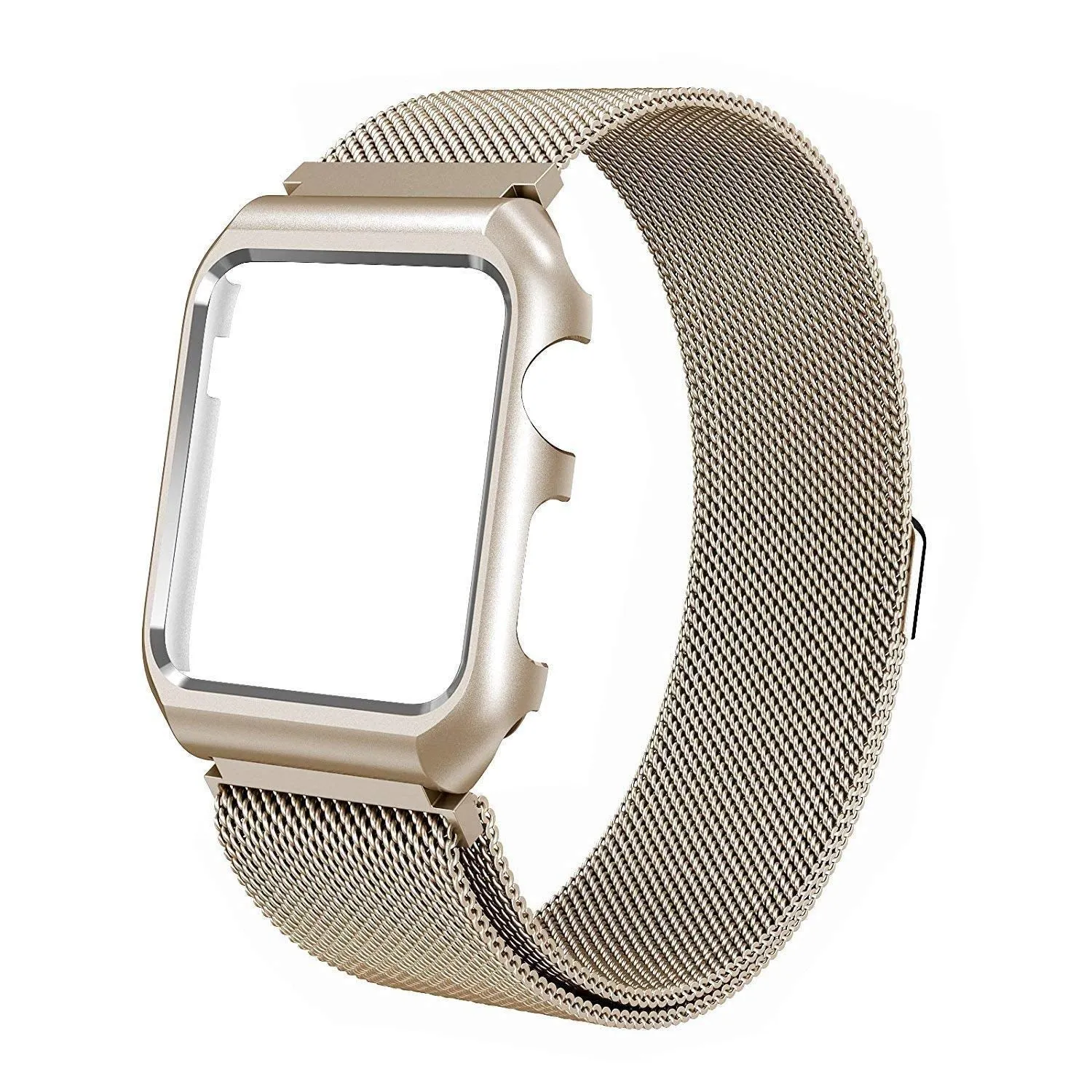 Stainless Steel Mesh Milanese Loop Compatible for Apple Watch Band with Case 38mm, Adjustable Magnetic Closure Replacement Wristband iWatch Band for Apple Watch Series 3 2 1 - Gold