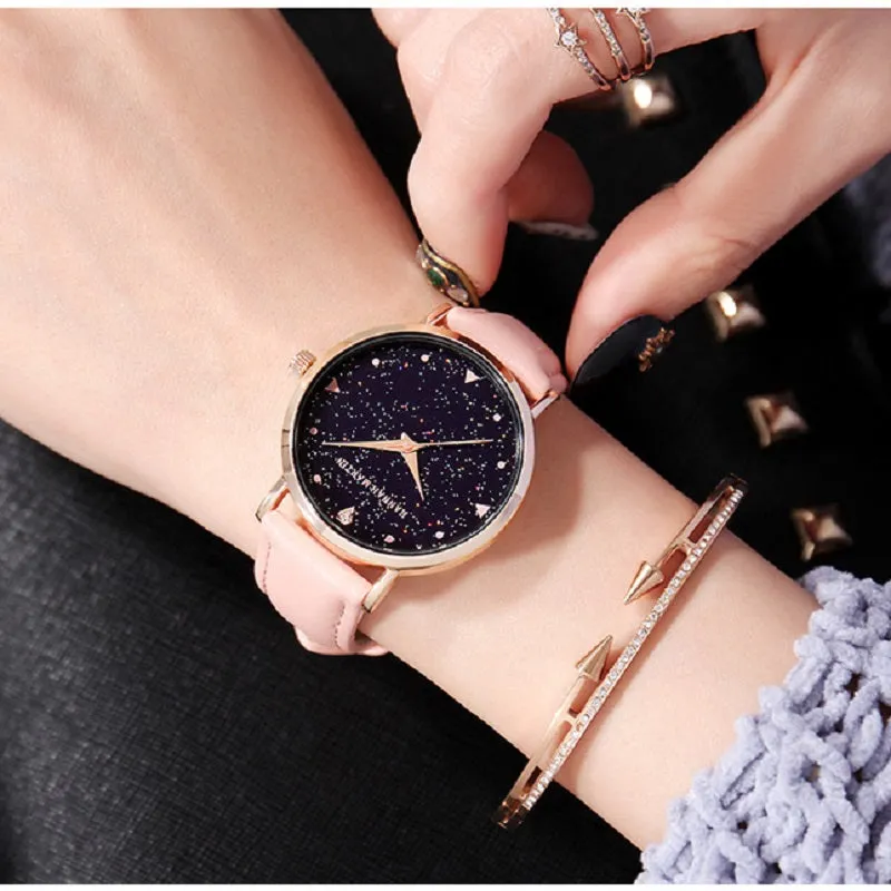 Starry Sky Dial Waterproof Women's Watch