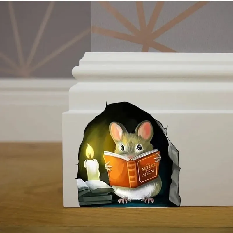 Sticker with reading mouse - wall decor