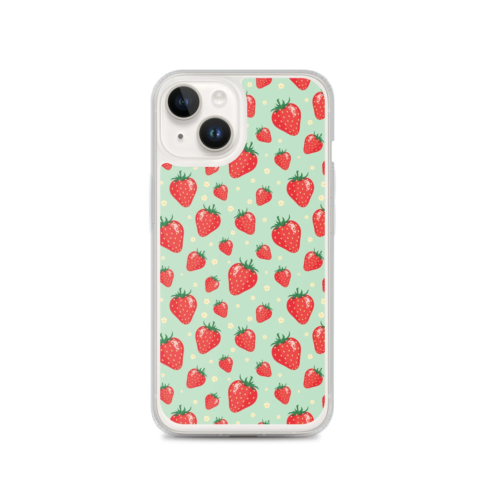 Strawberry iPhone 15 14 13 Pro Max Case, Red Fruit Green Cute Art Flower Print Aesthetic iPhone 12 11 Mini SE XS Max XR X 7 8 Phone