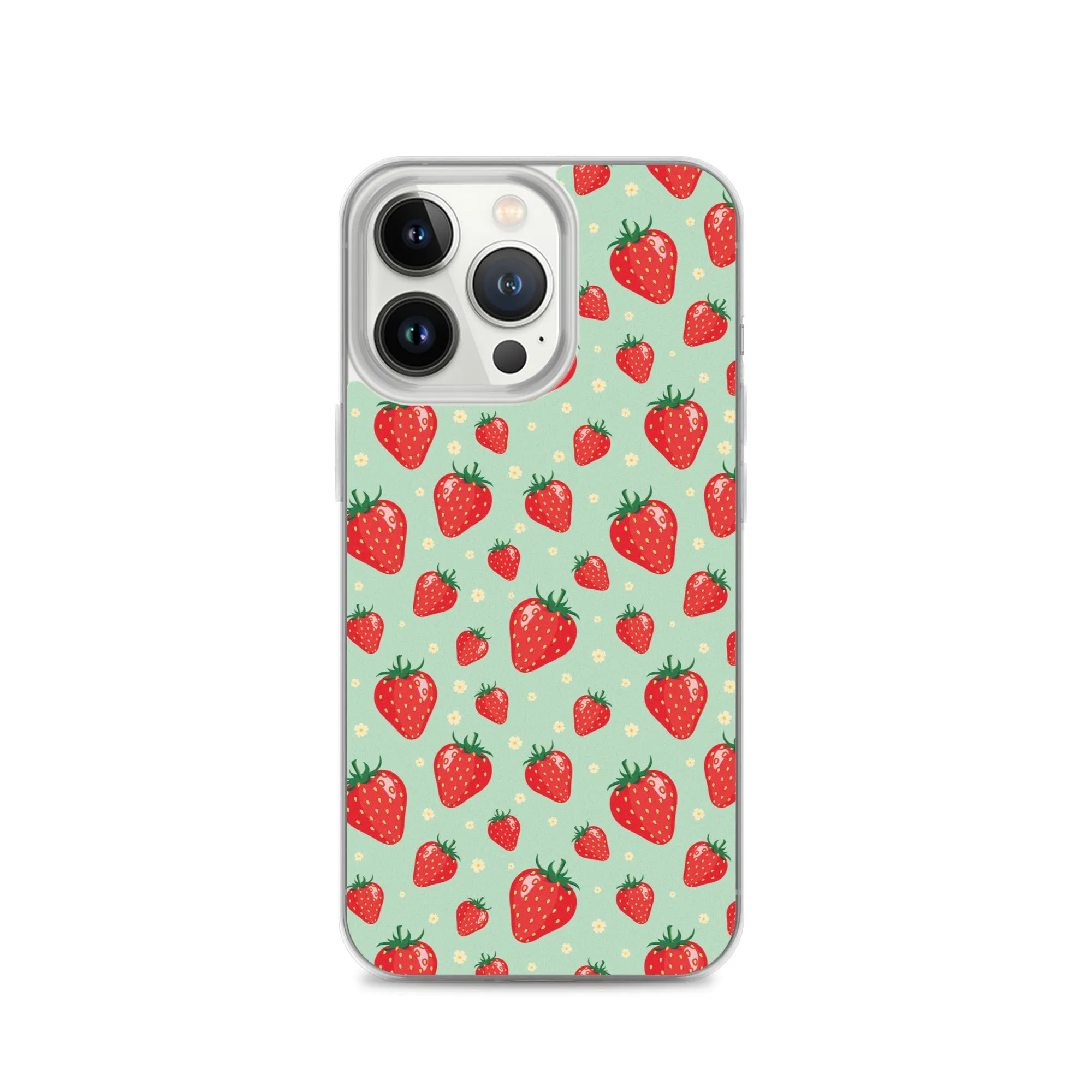 Strawberry iPhone 15 14 13 Pro Max Case, Red Fruit Green Cute Art Flower Print Aesthetic iPhone 12 11 Mini SE XS Max XR X 7 8 Phone