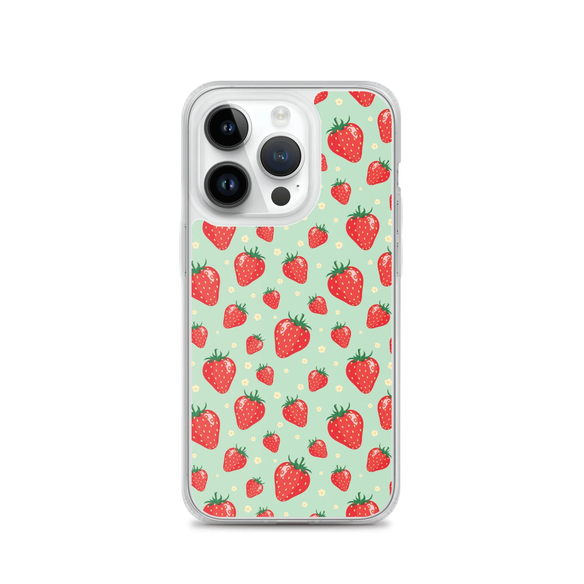 Strawberry iPhone 15 14 13 Pro Max Case, Red Fruit Green Cute Art Flower Print Aesthetic iPhone 12 11 Mini SE XS Max XR X 7 8 Phone