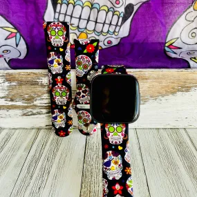 Sugar Skull Print Silicone Band For Fitbit Versa 1/2