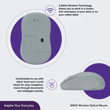 Targus W600 Wireless / Cordless Optical Mouse Compatible - Windows® & Mac® | 2.4 Ghz Wireless Technology | AA Alkaline Battery (AMW600)