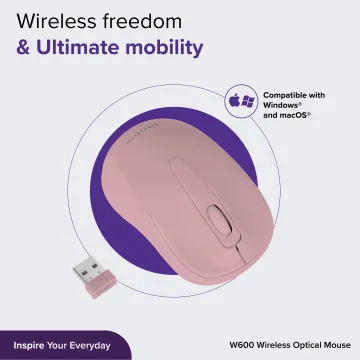 Targus W600 Wireless / Cordless Optical Mouse Compatible - Windows® & Mac® | 2.4 Ghz Wireless Technology | AA Alkaline Battery (AMW600)