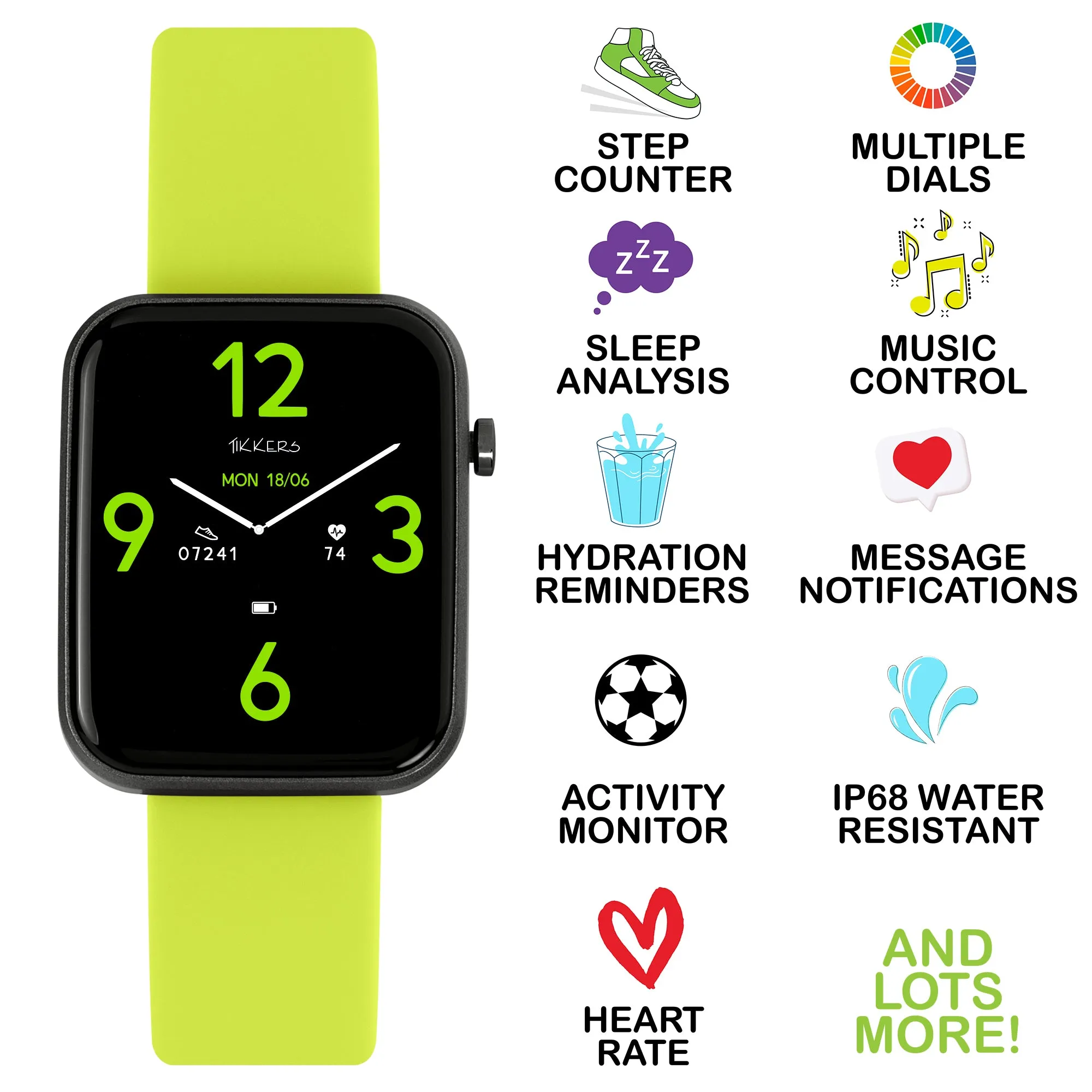 Tikkers Series 13 Green Silicone Strap Smart Watch