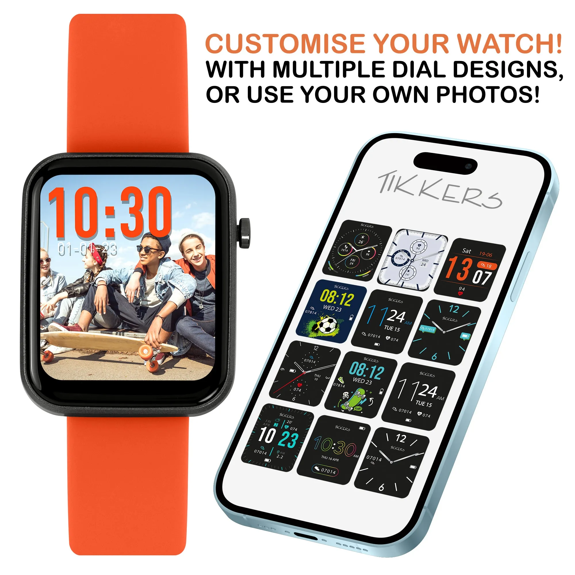 Tikkers Series 13 Orange Silicone Strap Smart Watch