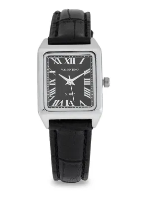 Valentino 20122376-BLK STRAP - SILVER DIAL Leather Strap Analog Watch for Women