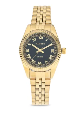 Valentino 20122403-GOLD - BLACK DIAL Stainless Steel Strap Analog Watch for Women