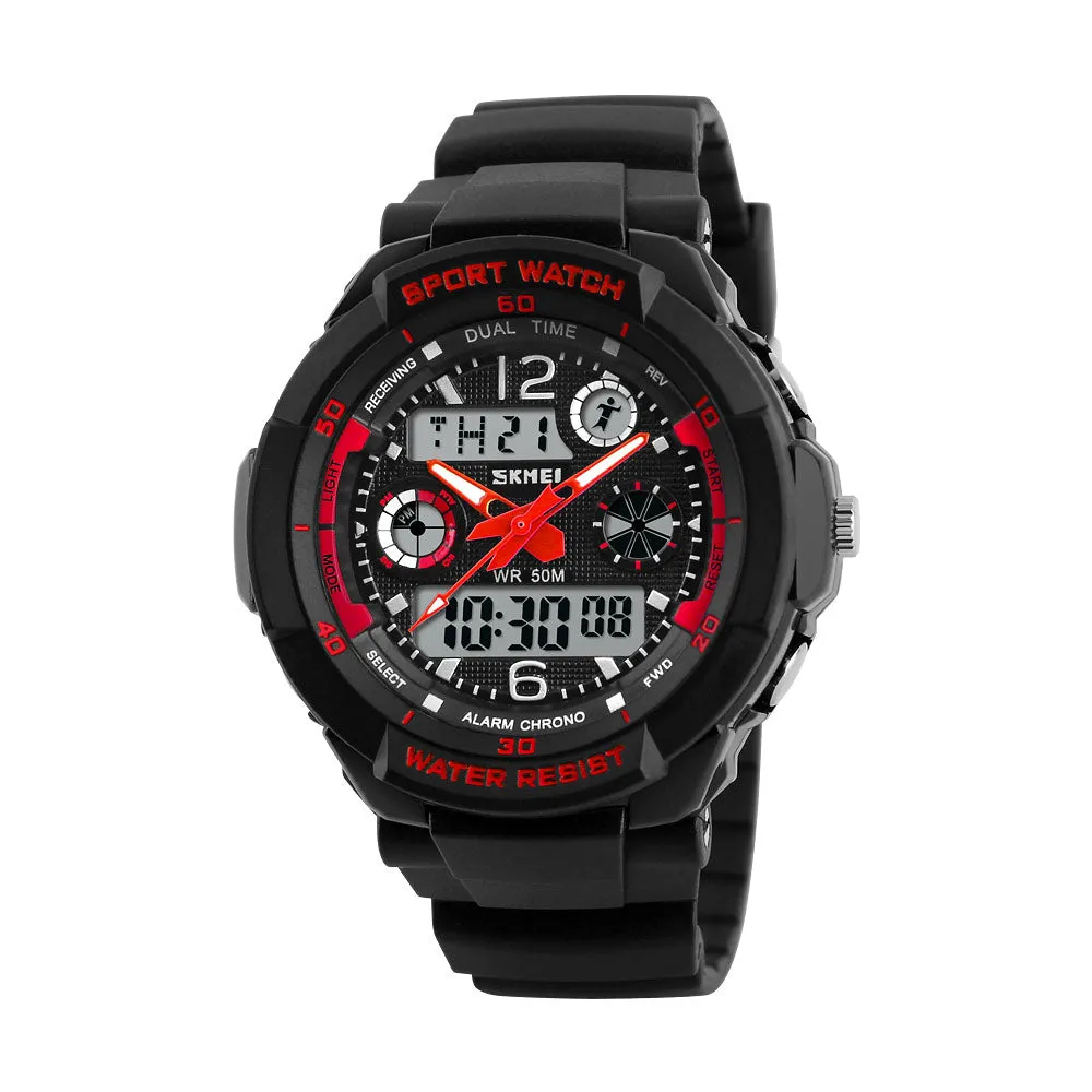 Waterproof sports dual display electronic watch W2312841