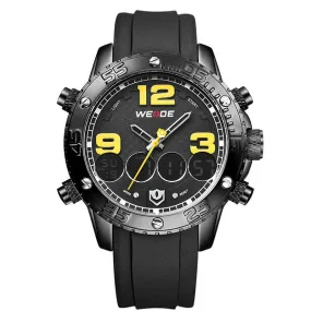 WEIDE New Men Watch Luxury Brand Watch Analog Digital Dispaly PU Band Multifunction Sport Watch