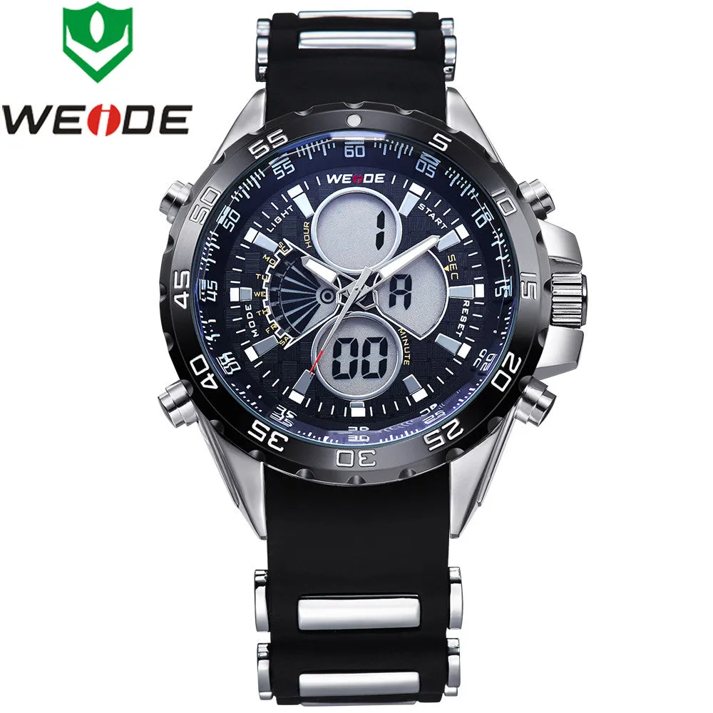 WEIDE Watches Men Quartz Full Steel Army Diver Men's Military Sports Watch Silicone Strap Luxury Brand LCD Back Light Wristwatch