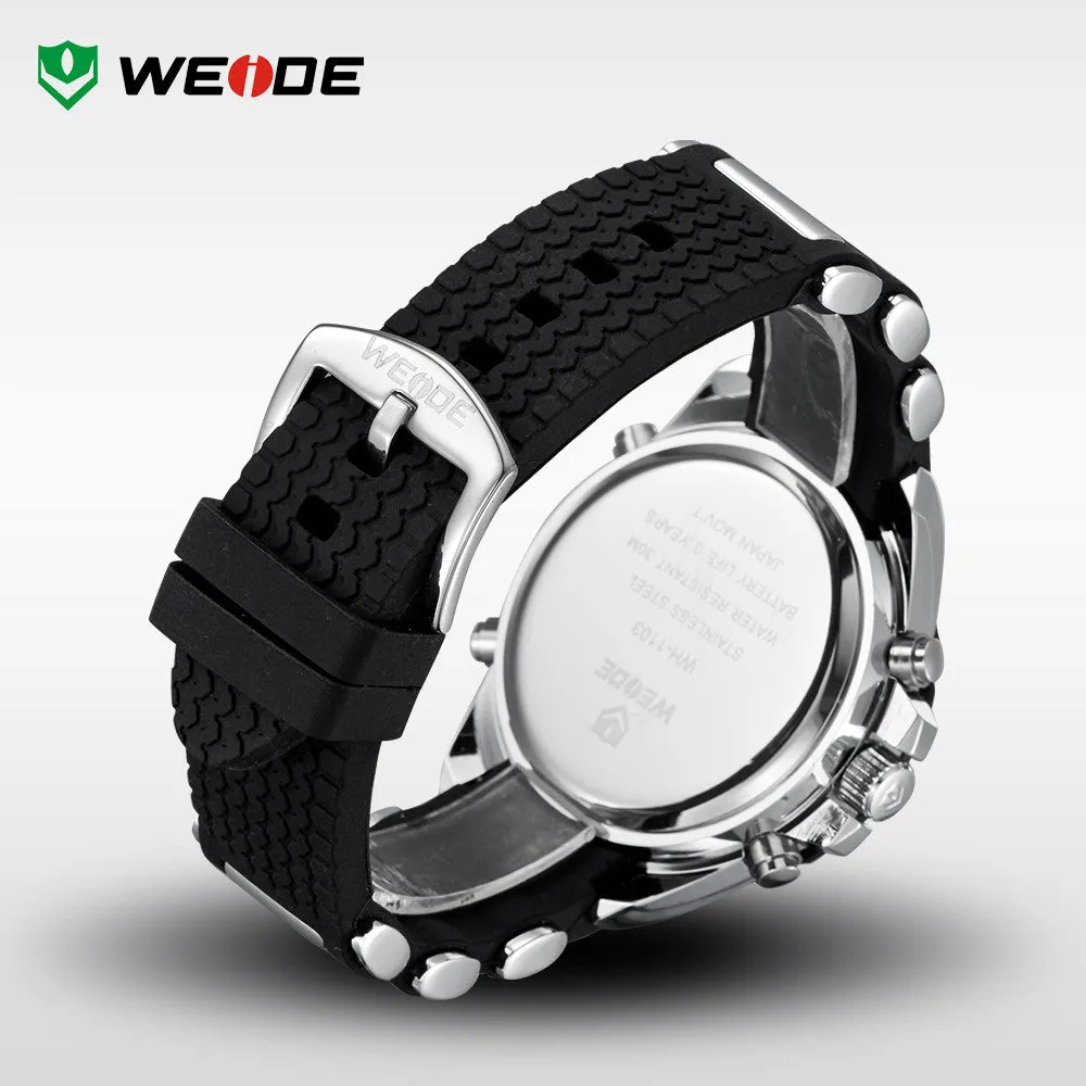 WEIDE Watches Men Quartz Full Steel Army Diver Men's Military Sports Watch Silicone Strap Luxury Brand LCD Back Light Wristwatch