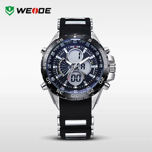 WEIDE Watches Men Quartz Full Steel Army Diver Men's Military Sports Watch Silicone Strap Luxury Brand LCD Back Light Wristwatch