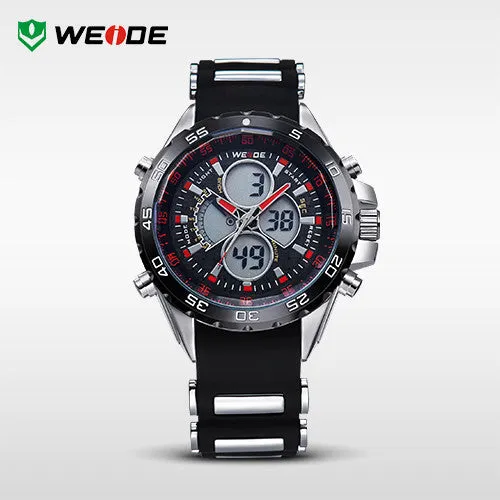 WEIDE Watches Men Quartz Full Steel Army Diver Men's Military Sports Watch Silicone Strap Luxury Brand LCD Back Light Wristwatch