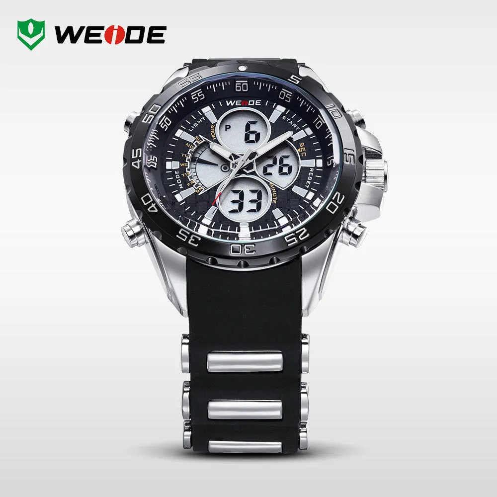 WEIDE Watches Men Quartz Full Steel Army Diver Men's Military Sports Watch Silicone Strap Luxury Brand LCD Back Light Wristwatch