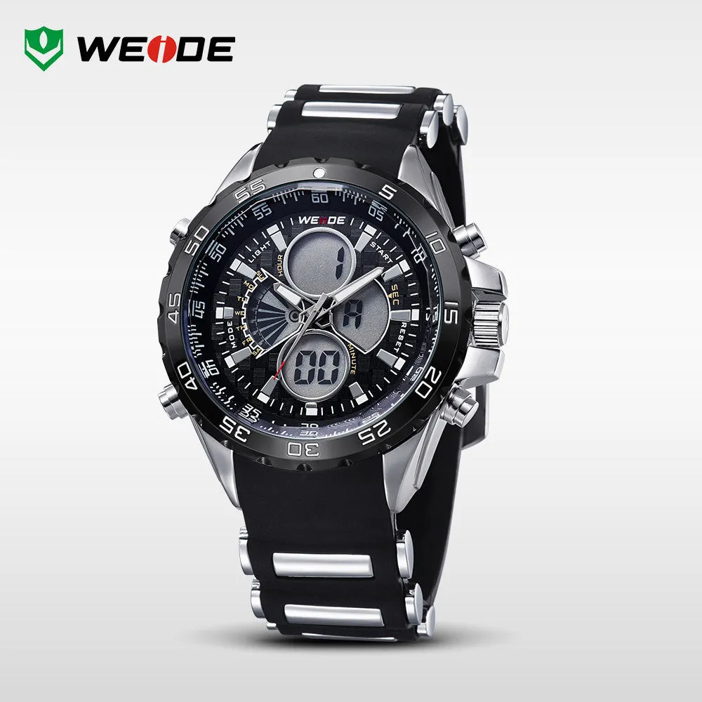 WEIDE Watches Men Quartz Full Steel Army Diver Men's Military Sports Watch Silicone Strap Luxury Brand LCD Back Light Wristwatch