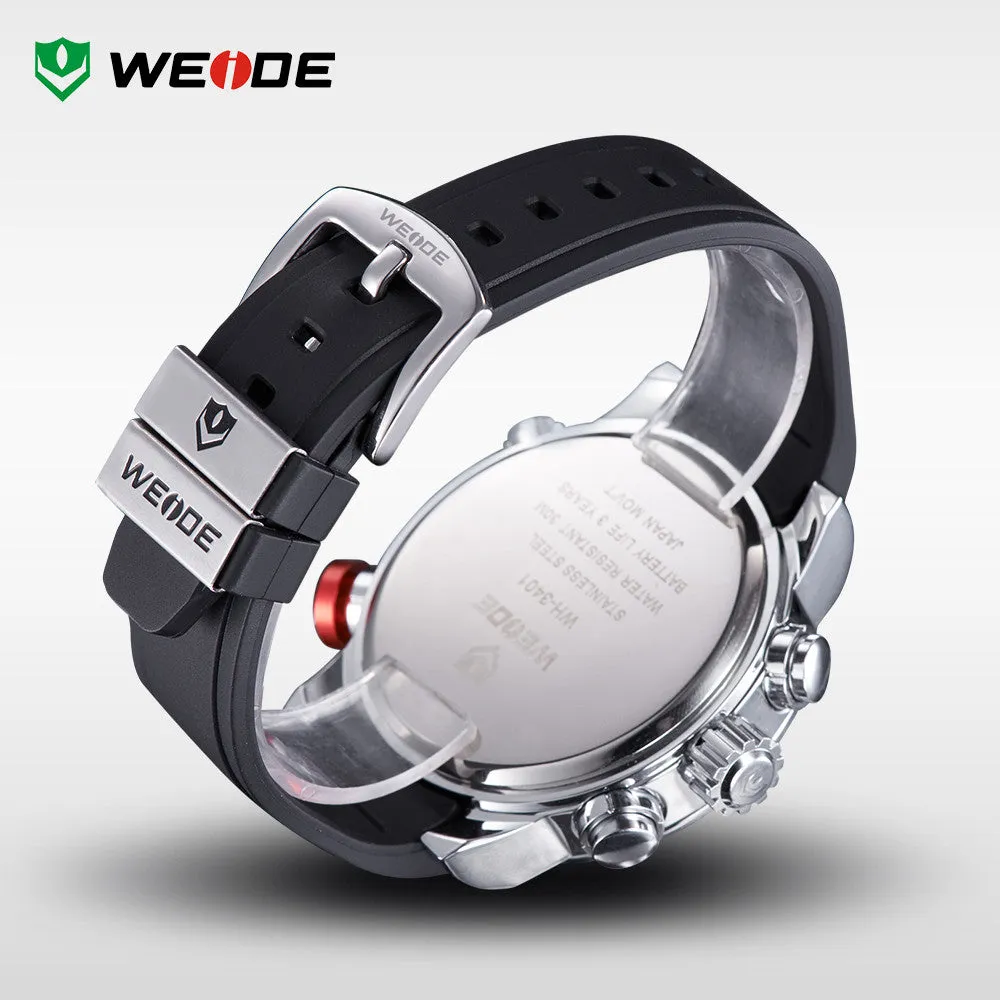 WEIDE Watches Men's Military Quartz Army Diver Watch Luxury Brand Relogio PU Strap Watches for Men 3ATM Waterproof