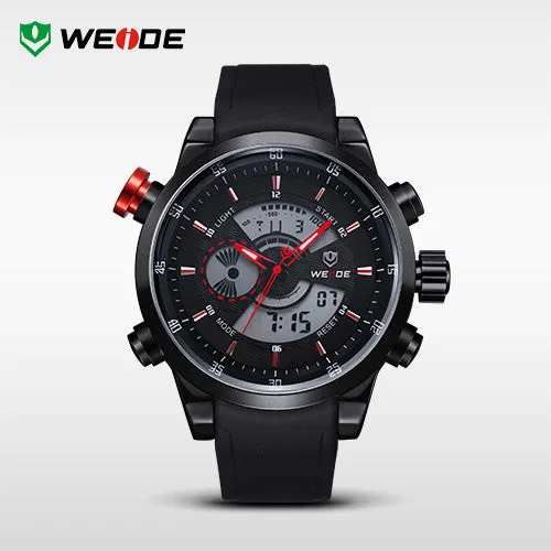 WEIDE Watches Men's Military Quartz Army Diver Watch Luxury Brand Relogio PU Strap Watches for Men 3ATM Waterproof