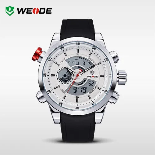 WEIDE Watches Men's Military Quartz Army Diver Watch Luxury Brand Relogio PU Strap Watches for Men 3ATM Waterproof