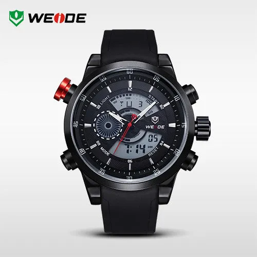 WEIDE Watches Men's Military Quartz Army Diver Watch Luxury Brand Relogio PU Strap Watches for Men 3ATM Waterproof