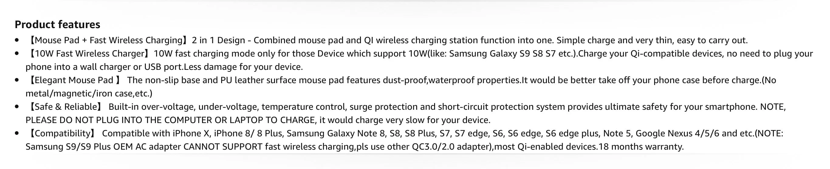 Wireless Charging Mouse Pad (for QI Enabled Devices)