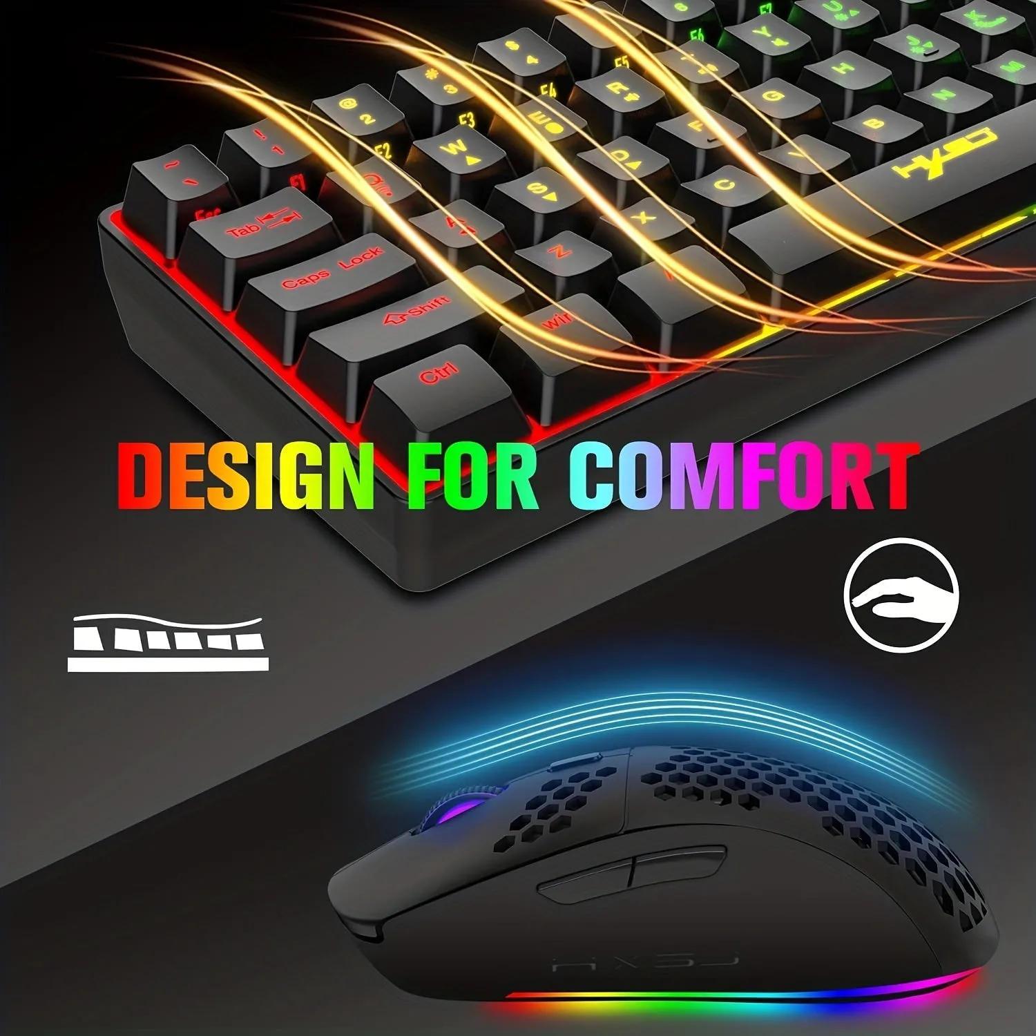 Wireless Gaming Keyboard And Mouse Combo, 2200mAh Mini 61 Keys