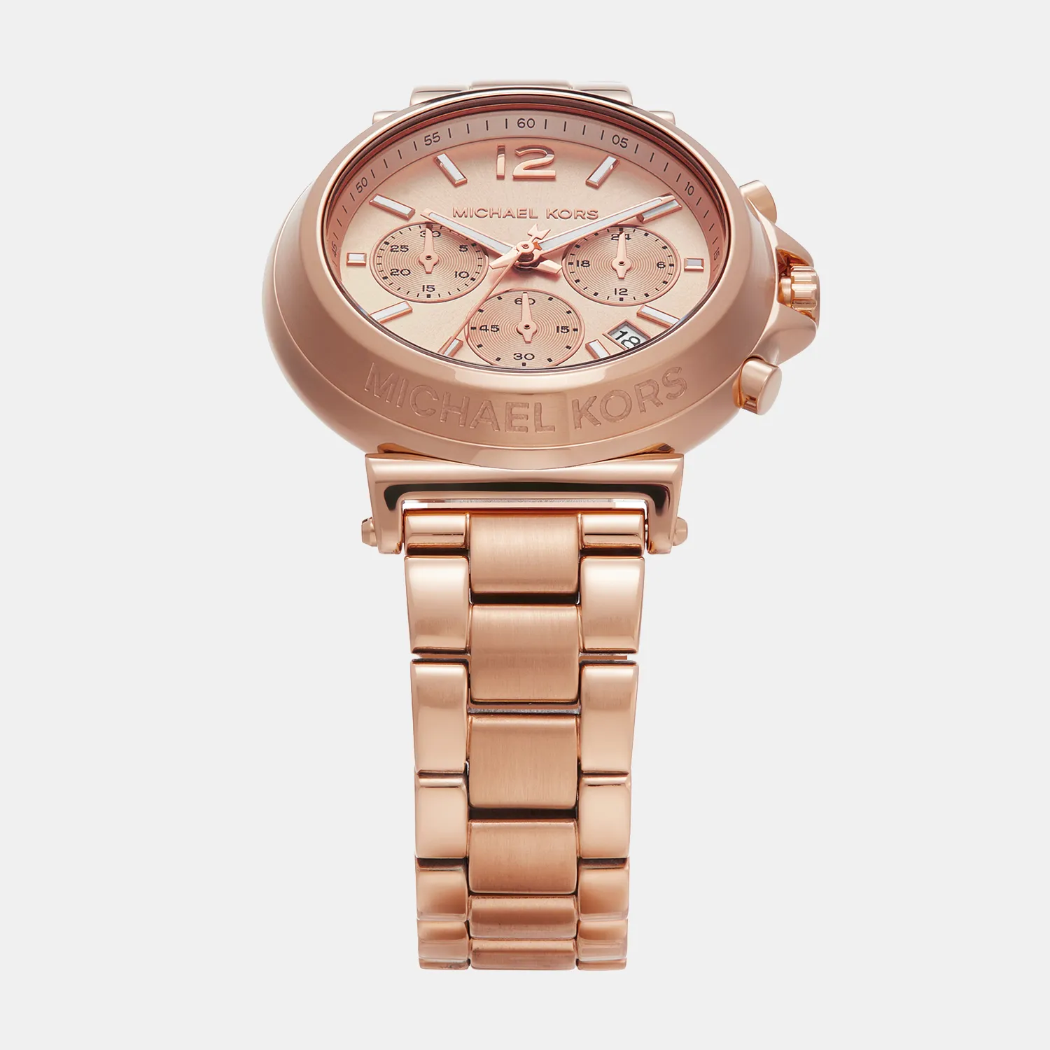 Women Quartz Rose Gold Dial Chronograph Stainless Steel Watch MK7494