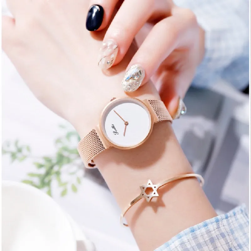 Women's Watch quartz large dial Milan strap couple simple watch