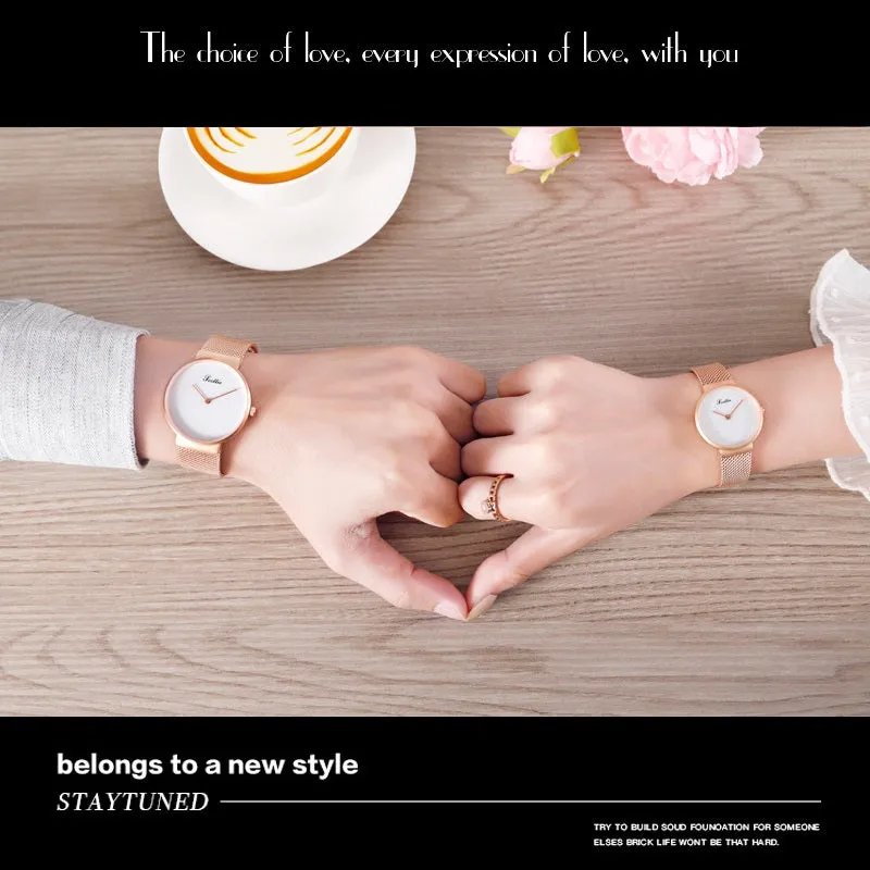 Women's Watch quartz large dial Milan strap couple simple watch